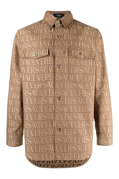 Versace Allover overshirt in brown .